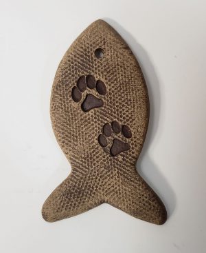 Fish ornament with paw prints