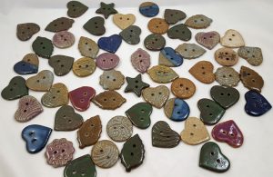 A collection of stoneware buttons