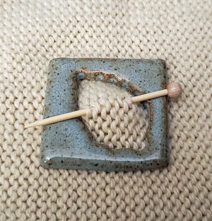 Light blue square leaf shawl pin