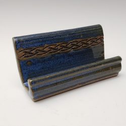 business card holder in chambray with Celtic design