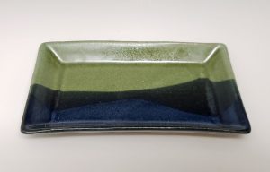 Side plate in dark blue and moss